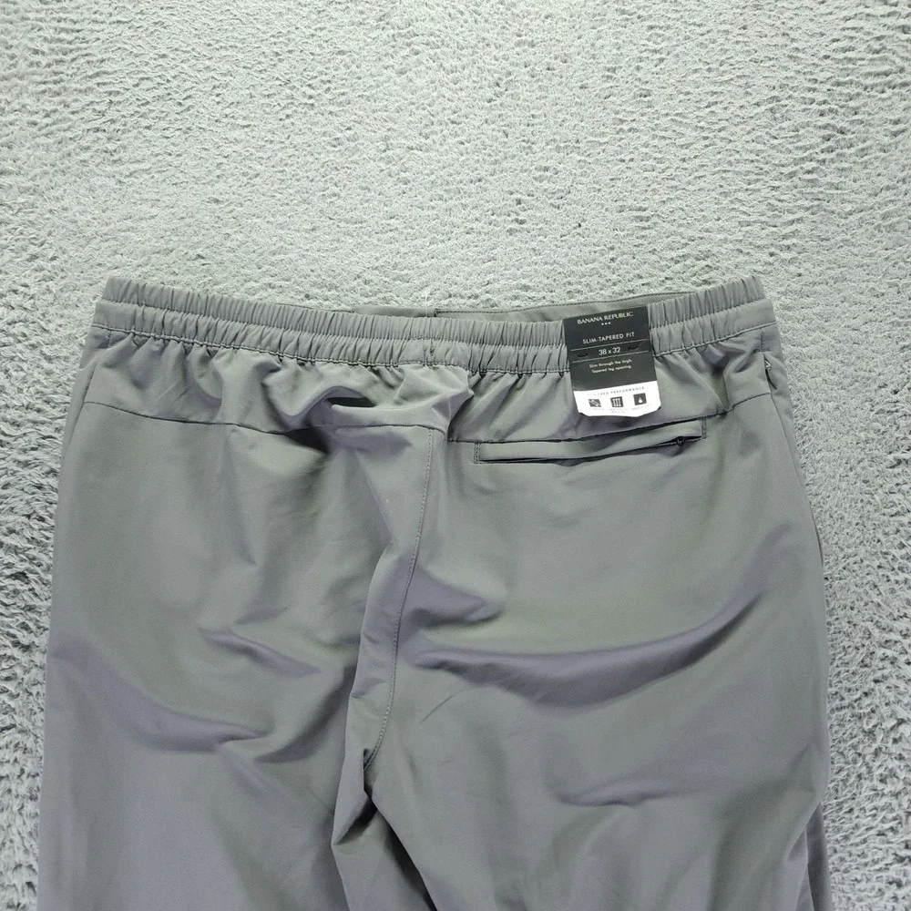 Banana Republic Pant Mens 38x28 Gray Polyester Golf Tapered Slim Sports Stretch